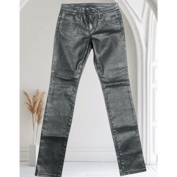 Joe’s Jeans Women Mid Rise Skinny Metallic Coated Glitter Gray Silver 28 Mari - Picture 2 of 10